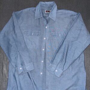 Vintage 80s Big Mac Chambray Work Shirt Men’s Blue Long Sleeve Button Up USA
